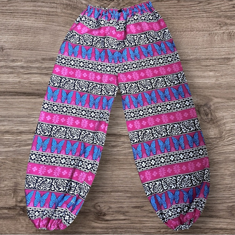 Pink & Blue Graphic Baggy Butterfly Pants